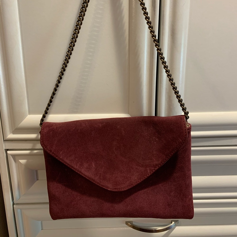 J. Crew Burgundy Suede Clutch